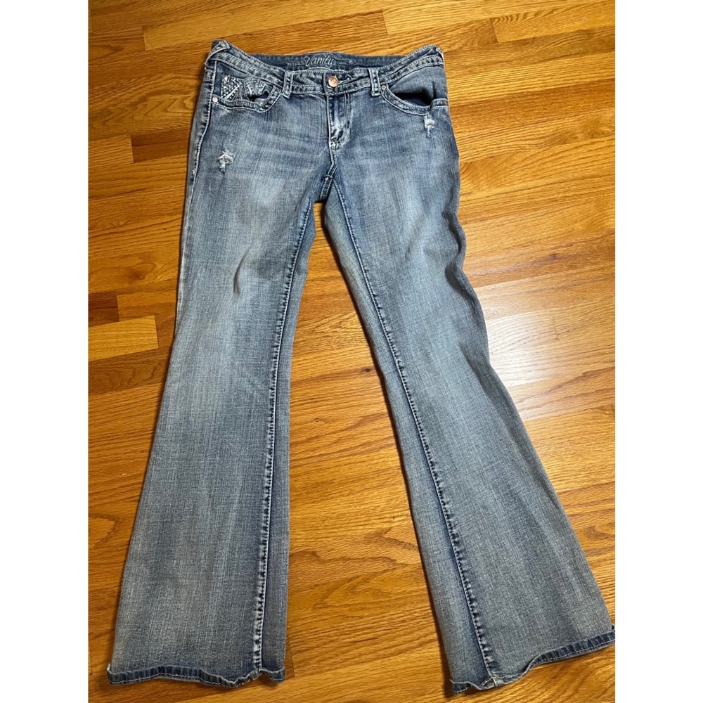 Premium Vanity Collection Flared Jeans Rhinestone Embellished Distressed  30/33